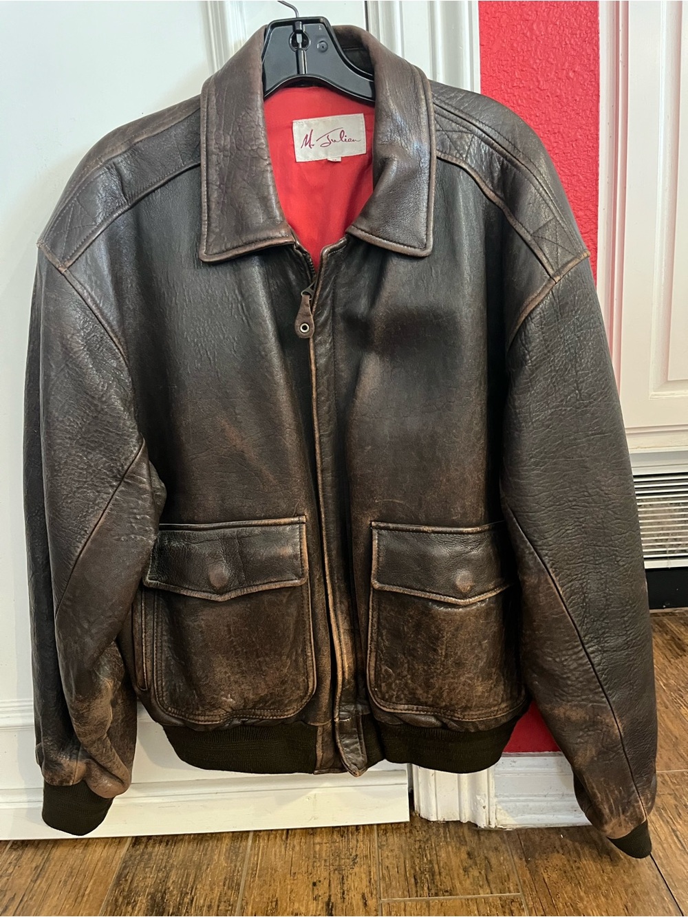 M. JULIAN - Men’s Vintage 1980’s Brown Leather Bomber Jacket